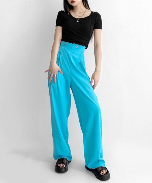 LVEU.(ラブユ.)の「High waist color slacks / ハイウエストカラースラックス(スラックス・レディース・ブラック/パープル/ブルー・FREE)」の8枚目の写真