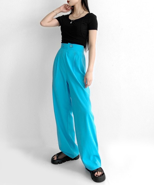 LVEU.(ラブユ.)の「High waist color slacks / ハイウエストカラースラックス(スラックス・レディース・ブラック/パープル/ブルー・FREE)」の9枚目の写真