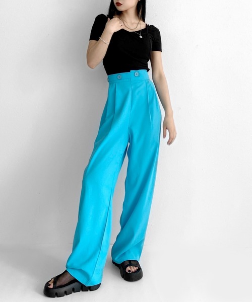 LVEU.(ラブユ.)の「High waist color slacks / ハイウエストカラースラックス(スラックス・レディース・ブラック/パープル/ブルー・FREE)」の10枚目の写真