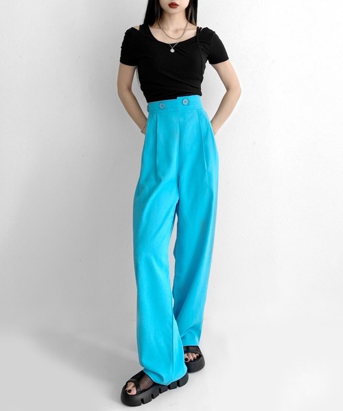 LVEU.(ラブユ.)の「High waist color slacks / ハイウエストカラースラックス(スラックス・レディース・ブラック/パープル/ブルー・FREE)」の11枚目の写真