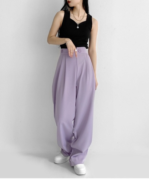 LVEU.(ラブユ.)の「High waist color slacks / ハイウエストカラースラックス(スラックス・レディース・ブラック/パープル/ブルー・FREE)」の12枚目の写真