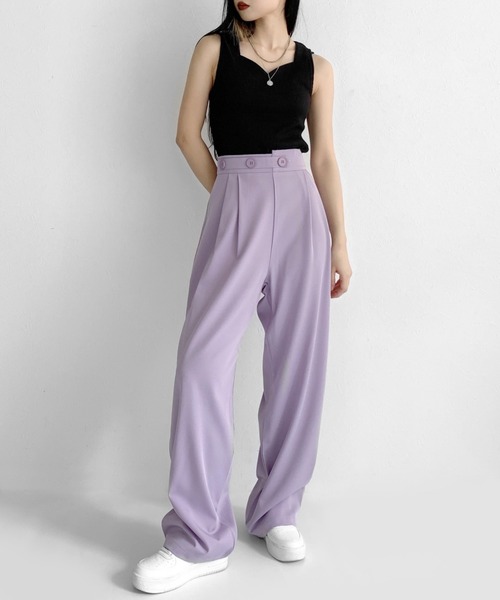 LVEU.(ラブユ.)の「High waist color slacks / ハイウエストカラースラックス(スラックス・レディース・ブラック/パープル/ブルー・FREE)」の13枚目の写真