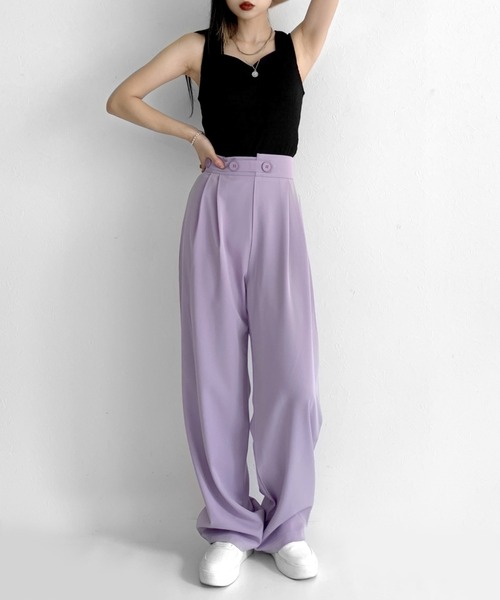 LVEU.(ラブユ.)の「High waist color slacks / ハイウエストカラースラックス(スラックス・レディース・ブラック/パープル/ブルー・FREE)」の14枚目の写真