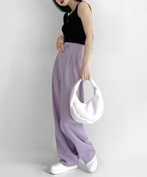 LVEU.(ラブユ.)の「High waist color slacks / ハイウエストカラースラックス(スラックス・レディース・ブラック/パープル/ブルー・FREE)」の15枚目の写真