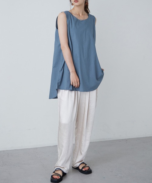 Fashion Letter(ファッションレター)の「ノースリーブチュニック(シャツ/ブラウス・レディース・ライトグレー/ブラック/オフホワイト/ブルー系その他・M/4L/LL/L/3L)」の1枚目の写真