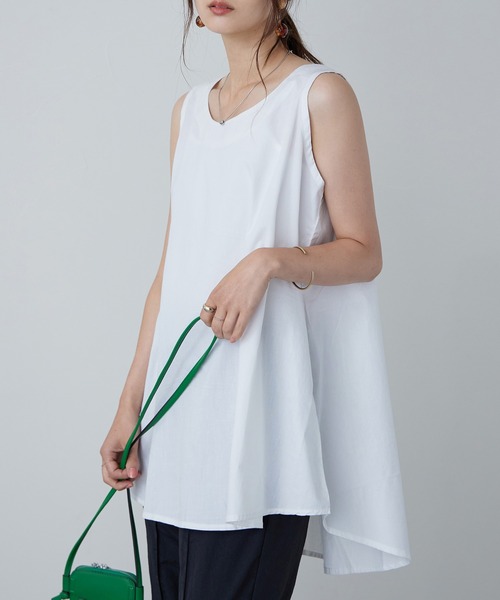 Fashion Letter(ファッションレター)の「ノースリーブチュニック(シャツ/ブラウス・レディース・ライトグレー/ブラック/オフホワイト/ブルー系その他・M/4L/LL/L/3L)」の2枚目の写真