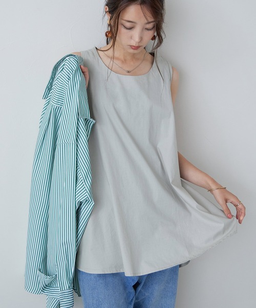 Fashion Letter(ファッションレター)の「ノースリーブチュニック(シャツ/ブラウス・レディース・ライトグレー/ブラック/オフホワイト/ブルー系その他・M/4L/LL/L/3L)」の5枚目の写真