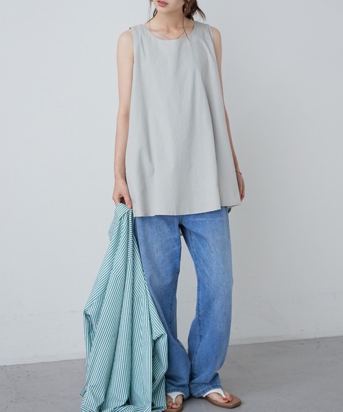 Fashion Letter(ファッションレター)の「ノースリーブチュニック(シャツ/ブラウス・レディース・ライトグレー/ブラック/オフホワイト/ブルー系その他・M/4L/LL/L/3L)」の10枚目の写真