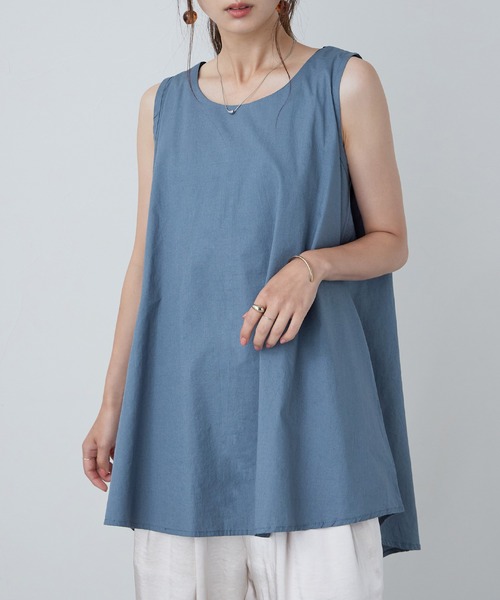 Fashion Letter(ファッションレター)の「ノースリーブチュニック(シャツ/ブラウス・レディース・ライトグレー/ブラック/オフホワイト/ブルー系その他・M/4L/LL/L/3L)」の19枚目の写真