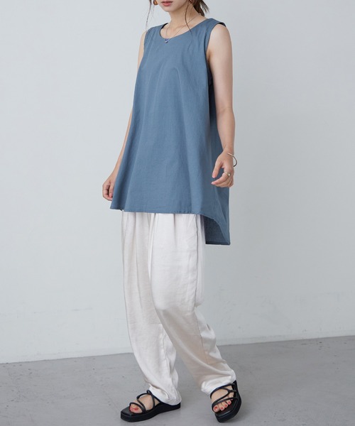 Fashion Letter(ファッションレター)の「ノースリーブチュニック(シャツ/ブラウス・レディース・ライトグレー/ブラック/オフホワイト/ブルー系その他・M/4L/LL/L/3L)」の14枚目の写真