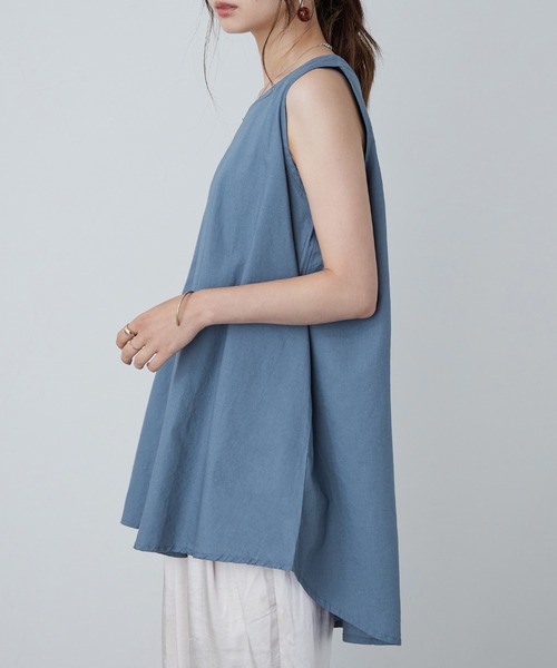 Fashion Letter(ファッションレター)の「ノースリーブチュニック(シャツ/ブラウス・レディース・ライトグレー/ブラック/オフホワイト/ブルー系その他・M/4L/LL/L/3L)」の6枚目の写真