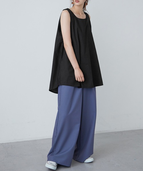 Fashion Letter(ファッションレター)の「ノースリーブチュニック(シャツ/ブラウス・レディース・ライトグレー/ブラック/オフホワイト/ブルー系その他・M/4L/LL/L/3L)」の11枚目の写真
