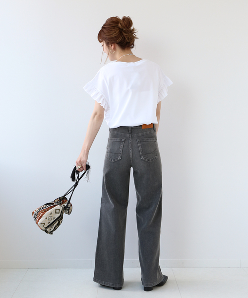 B.C STOCK（ベーセーストック）の「フリルスリーブTシャツ◆（Tシャツ/カットソー・レディース・ホワイト/ブラック/ベージュ/イエロー・FREE）」の21枚目の写真