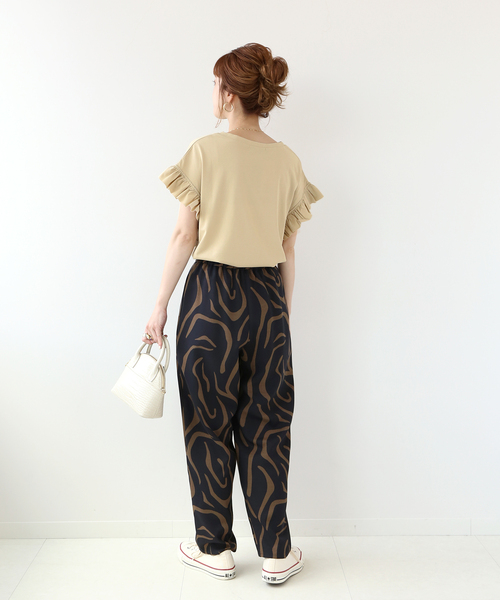 B.C STOCK（ベーセーストック）の「フリルスリーブTシャツ◆（Tシャツ/カットソー・レディース・ホワイト/ブラック/ベージュ/イエロー・FREE）」の12枚目の写真