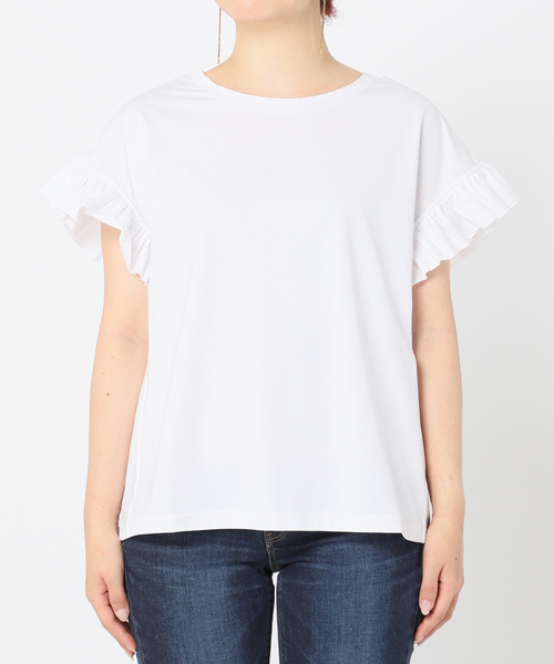 B.C STOCK（ベーセーストック）の「フリルスリーブTシャツ◆（Tシャツ/カットソー・レディース・ホワイト/ブラック/ベージュ/イエロー・FREE）」の8枚目の写真