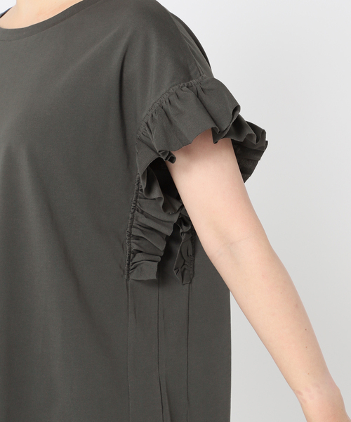 B.C STOCK（ベーセーストック）の「フリルスリーブTシャツ◆（Tシャツ/カットソー・レディース・ホワイト/ブラック/ベージュ/イエロー・FREE）」の9枚目の写真