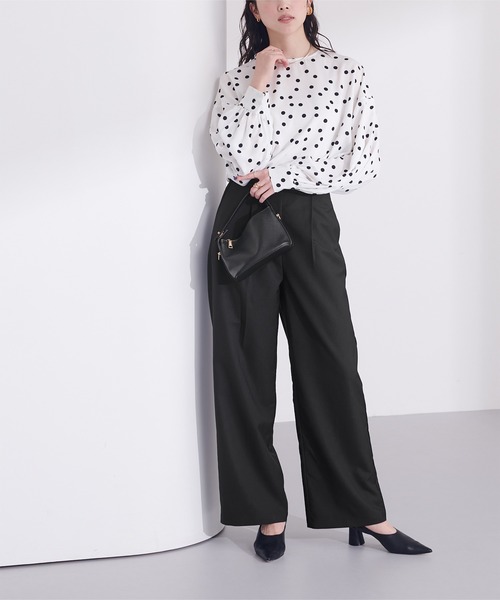 UR'S（ユアーズ）の「タックワイドスラックス（スラックス・レディース・ネイビー/グリーン/チャコール/ベージュ/ブラック・S/M/L）」の14枚目の写真
