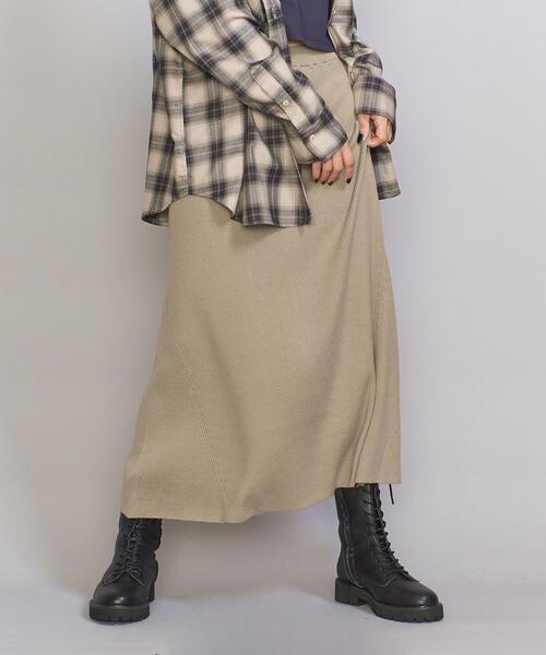 BEAUTY&YOUTH UNITED ARROWS（ビューティーアンドユースユナイテッドアローズ）の「コットンカシミヤ リブ パネルフレア ミドル スカート -ウォッシャブル-（スカート・レディース・ブラック/オリーブ/ピンク・S/M）」の18枚目の写真