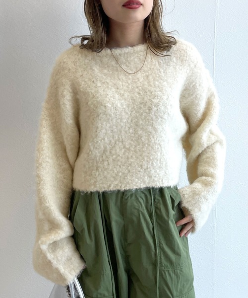 w closet（ダブルクローゼット）の「ブークレ起毛オープンスリーブプルオーバー（ニット/セーター・レディース・グレー/オフホワイト/ピンク系/グレー系その他/ベージュ・FREE）」の10枚目の写真