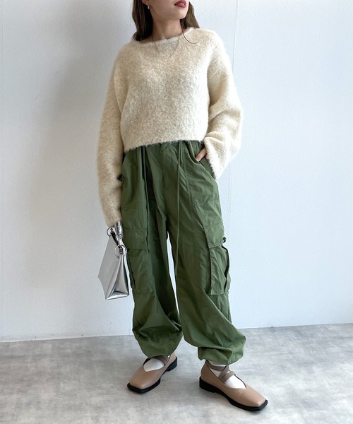 w closet（ダブルクローゼット）の「ブークレ起毛オープンスリーブプルオーバー（ニット/セーター・レディース・グレー/オフホワイト/ピンク系/グレー系その他/ベージュ・FREE）」の11枚目の写真