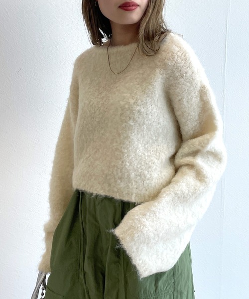 w closet（ダブルクローゼット）の「ブークレ起毛オープンスリーブプルオーバー（ニット/セーター・レディース・グレー/オフホワイト/ピンク系/グレー系その他/ベージュ・FREE）」の14枚目の写真