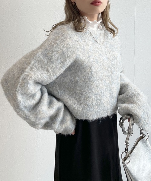 w closet（ダブルクローゼット）の「ブークレ起毛オープンスリーブプルオーバー（ニット/セーター・レディース・グレー/オフホワイト/ピンク系/グレー系その他/ベージュ・FREE）」の19枚目の写真