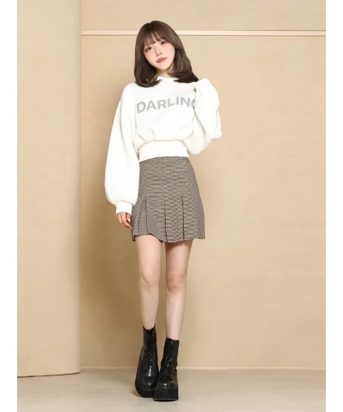 新品未開封　ボックスプリーツツイードミニスカート　M ダーリッチ、ミニスカート 新品タグ付き ボックスプリーツツイードミニスカート ダーリッチ M