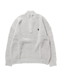 U.S. POLO ASSN. / ユーエスポロアッスン 別注 コラボ ビッグシルエット 畔編み ハーフジップ ニット セーター