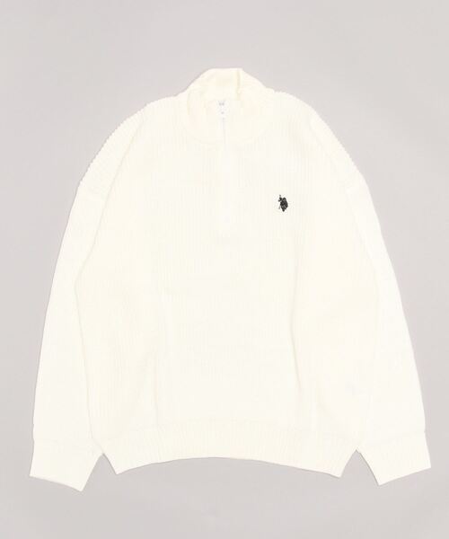 U.S. POLO ASSN.（ユーエスポロアッスン）の「U.S. POLO ASSN. / ユーエスポロアッスン 別注 コラボ ビッグシルエット 畔編み ハーフジップ ニット セーター（ニット/セーター・メンズ・ネイビー/グリーン/ホワイト/グレー系その他/ブラック/ミックスグレー・MEDIUM/LARGE）」の19枚目の写真