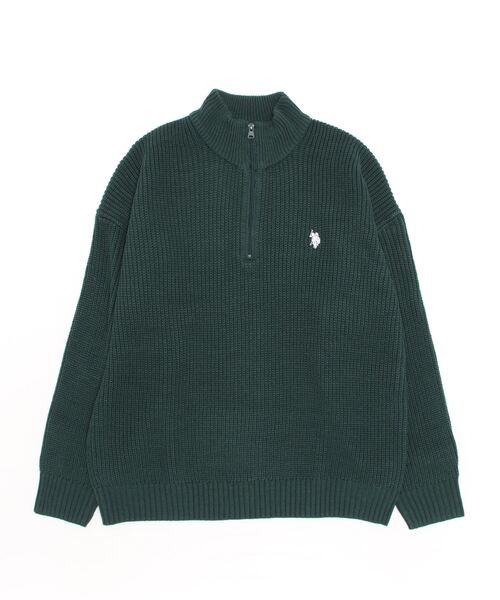 U.S. POLO ASSN.（ユーエスポロアッスン）の「U.S. POLO ASSN. / ユーエスポロアッスン 別注 コラボ ビッグシルエット 畔編み ハーフジップ ニット セーター（ニット/セーター・メンズ・ネイビー/グリーン/ホワイト/グレー系その他/ブラック/ミックスグレー・MEDIUM/LARGE）」の13枚目の写真