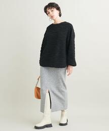 【WEB限定】キャメルミックス タイトニットスカート -ウォッシャブル-