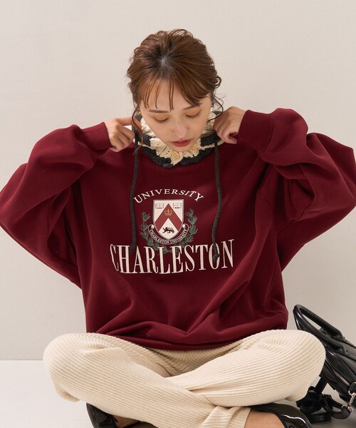 FREAK'S STORE(フリークスストア)の「クラックエンブレムロゴスウェット(スウェット・レディース・ワインレッド/ネイビー/ナチュラル・フリ-)」の19枚目の写真