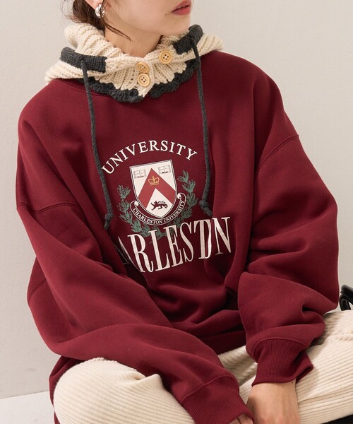 FREAK'S STORE(フリークスストア)の「クラックエンブレムロゴスウェット(スウェット・レディース・ワインレッド/ネイビー/ナチュラル・フリ-)」の21枚目の写真