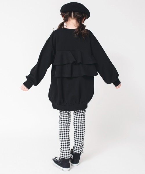 BRANSHES(ブランシェス)の「バックフリルチュニック(スウェット・キッズ・ブラック/ピンク・120/110/100/150/90/140/130)」の16枚目の写真