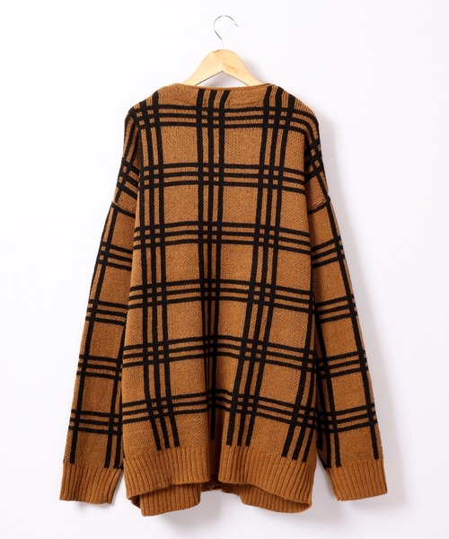 favclo. loin nuit mideal チェックデザインフレアVニット mideal ニット セーター mix color flare knit / ミックスカラー