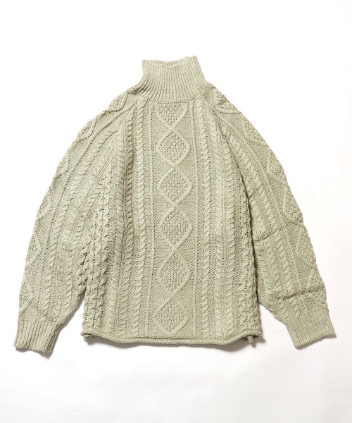 FOG ESSENTIALS（エフオージーエッセンシャルズ）の「FOG ESSENTIALS/エッセンシャルズ CABLE KNIT TURTLENECK ケーブル編み タートルネックセーター オーバーサイズ ワンポイント ロゴ（ニット/セーター・メンズ・ブラック/ホワイト/ライトグリーン・S/M/L/XL）」の21枚目の写真