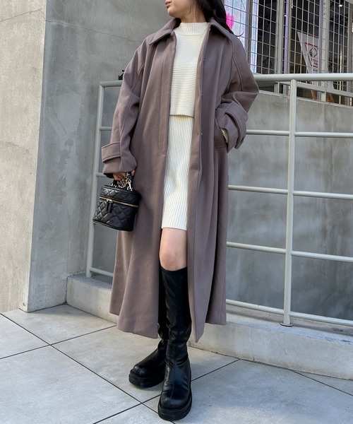 INGNI（イング）の「ステンカラーコート（ステンカラーコート・レディース・アイボリー/ブラック/ピンク/モカ・M）」の4枚目の写真