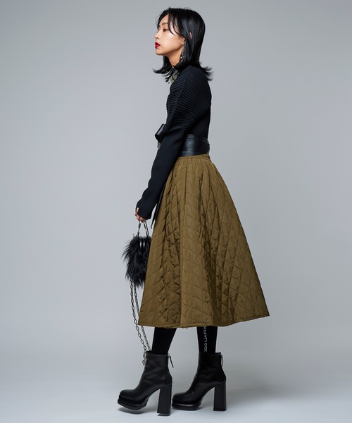 Narcissus（ナルシス）の「【Narcissus】キルティングフレアスカート（スカート・レディース・ブラック/カーキ・FREE）」の6枚目の写真
