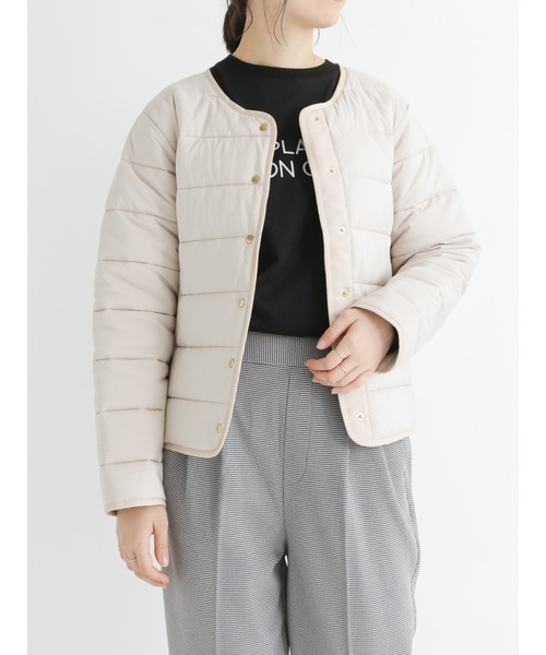 Samansa Mos2 blue（サマンサモスモスブルー）の「ライナージャケット（ノーカラージャケット・レディース・ブラック/カーキ/ライトベージュ・MEDIUM/LARGE）」の14枚目の写真