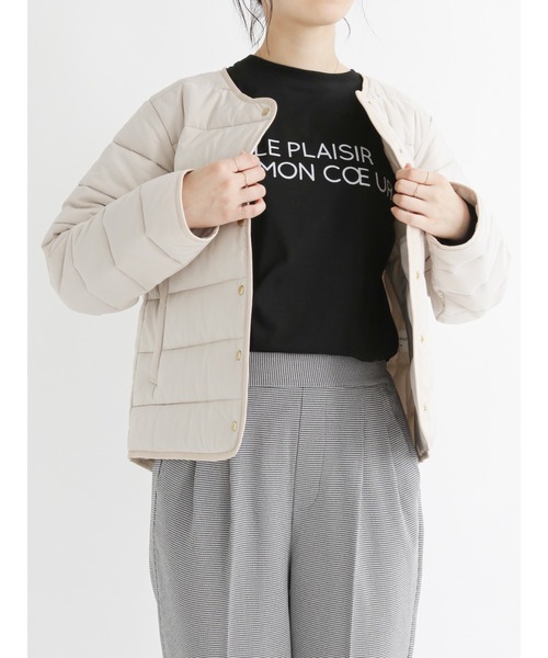 Samansa Mos2 blue（サマンサモスモスブルー）の「ライナージャケット（ノーカラージャケット・レディース・ブラック/カーキ/ライトベージュ・MEDIUM/LARGE）」の10枚目の写真