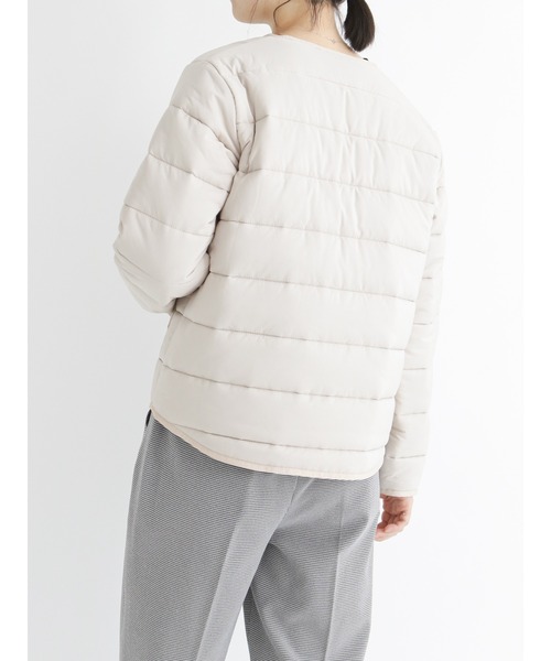 Samansa Mos2 blue（サマンサモスモスブルー）の「ライナージャケット（ノーカラージャケット・レディース・ブラック/カーキ/ライトベージュ・MEDIUM/LARGE）」の7枚目の写真