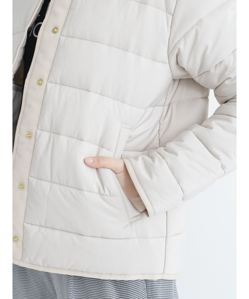 Samansa Mos2 blue（サマンサモスモスブルー）の「ライナージャケット（ノーカラージャケット・レディース・ブラック/カーキ/ライトベージュ・MEDIUM/LARGE）」の13枚目の写真