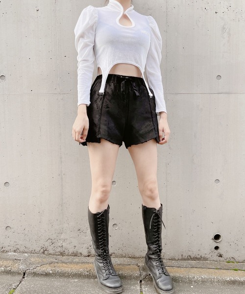 lilLilly（リルリリー）の「ベロアガータートップス（Tシャツ/カットソー・レディース・ホワイト/ブラック/ピンク・FREE）」の13枚目の写真