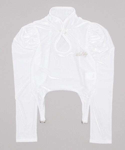 lilLilly（リルリリー）の「ベロアガータートップス（Tシャツ/カットソー・レディース・ホワイト/ブラック/ピンク・FREE）」の19枚目の写真