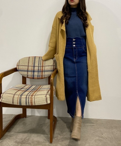 JNX様 リクエスト 6点 まとめ商品 セール】3釦ハイウエストデニムナロータイトスカート（デニムスカート