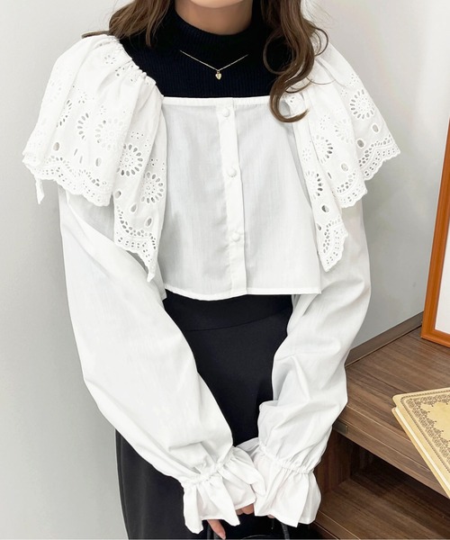 apres jour(アプレジュール)の「コットンレースショートブラウス【ZOZOTOWN限定アイテム】(シャツ/ブラウス・レディース・ブラック/オフホワイト・フリー/X-LARGE)」の8枚目の写真