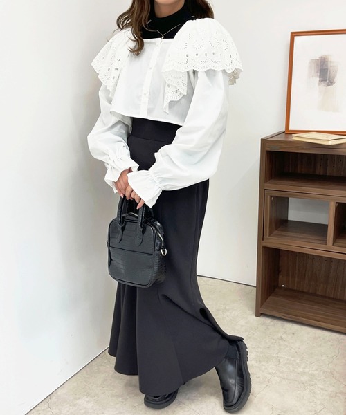 apres jour(アプレジュール)の「コットンレースショートブラウス【ZOZOTOWN限定アイテム】(シャツ/ブラウス・レディース・ブラック/オフホワイト・フリー/X-LARGE)」の15枚目の写真