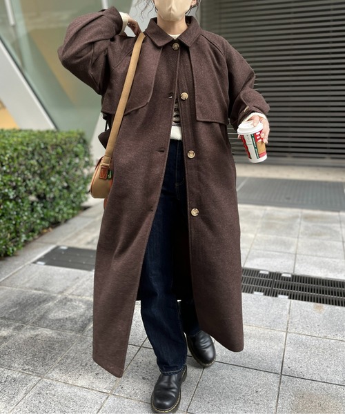 CPCM（シーピーシーエム）の「フェイクウールケープ付きステンカラー