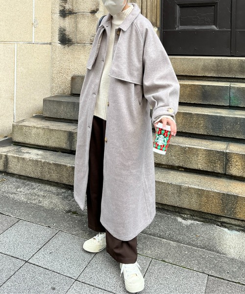 フェイクウールケープ付きステンカラーコート | CPCM(シーピー