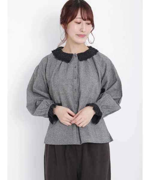 Samansa Mos2（サマンサ モスモス）の「レース重ね襟ブラウス（シャツ